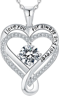 Jewelry for Women Wife Infinity Heart Birthstone I Love You Necklace S925 Anniversary Women Necklaces for Her Wife Birthday Gift Ideas, Birthday Present for Girlfriend Mom Daughter Sterling Silver