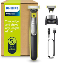 Philips OneBlade 360 hybride Visage : rasoir/tondeuse à barbe électrique, avec innovation lames 360, 2 lames 360 pour le visage, 1 sabot réglable 5 en 1 (modèle QP2734/30)
