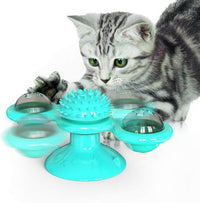 Jouet Chat 7 en 1 Interactif Moulin à Vent LED Herbe à Chat Soin Dentaire