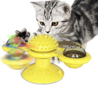 Moulin à Vent Jouet pour Chat Conception Interactive Rotatif Multifonctionnel Peigne à Chaton Jouet Facile à Nettoyer pour Chats et Chatons (Yellow)