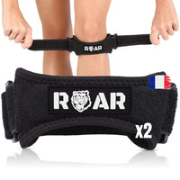 Roar® Pack 2x Genouillère Rotulienne, Strap Genou, Tendinite Genou, Genouillere Epitact, Genouillere Syndrome Rotulien, Genouillere Maintien Genoux, Genouillère Pour Sport (noir)