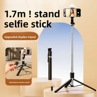 Perche à selfie extensible de 1 m avec trépied, télécommande Bluetooth, éclairage LED et support de téléphone tout-en-un pour la photographie et le vlogging