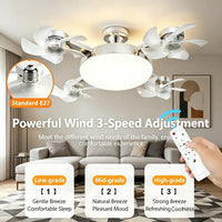 Ventilateur de plafond avec ampoule E27 3/4 pales 2 en 1, design drone, télécommande, AC 85-265V, pour maison, chambre, restaurant