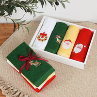Coffret cadeau de Noël – Serviette brodée en pure coton
