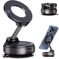 Aluminum Alloy Vacuum Magnetic Car Phone Holder with 360° Rotation & Foldable Design